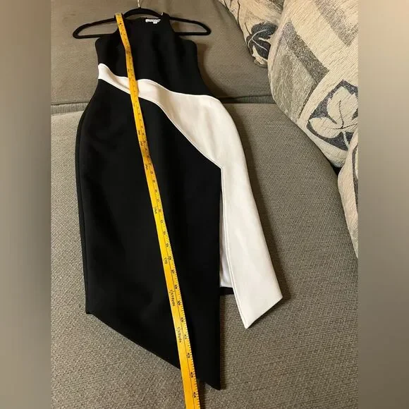 Elizabeth and James Shylen Asymmetrical Midi Dress in Black & White Sz 0 - Picture 12 of 15